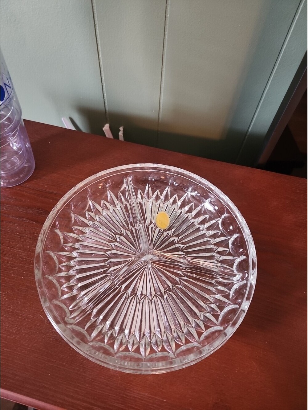 Vtg Leonard 9" Crystal w/ Silver Plate Rim 3 Section Dish Tray Made In Italy!